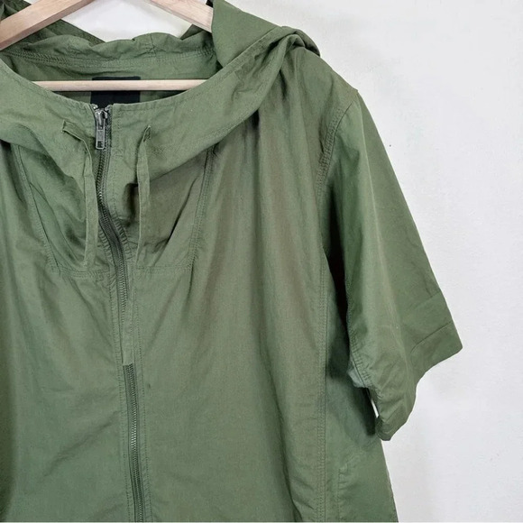 JNBY Hooded Cotton Green Army Full  Zip Short Sleeve Jacket - Picture 8 of 16